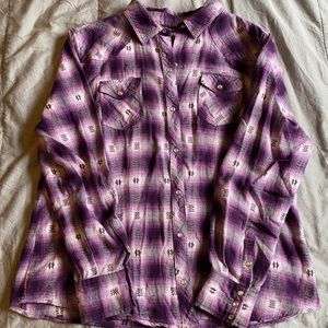 Bit and Bridle Long Sleeve Purple Flannel